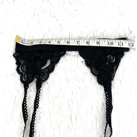 Mapale Black 3 piece lace Gartered Thong Outfit Size S/M Lace Lingerie - Picture 8 of 11